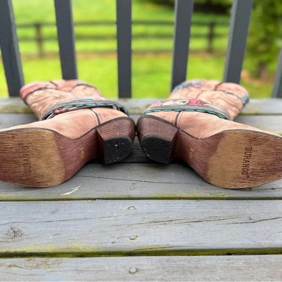 Durango Brown Heeled Boots with Embroidered Details - Picture 4 of 8